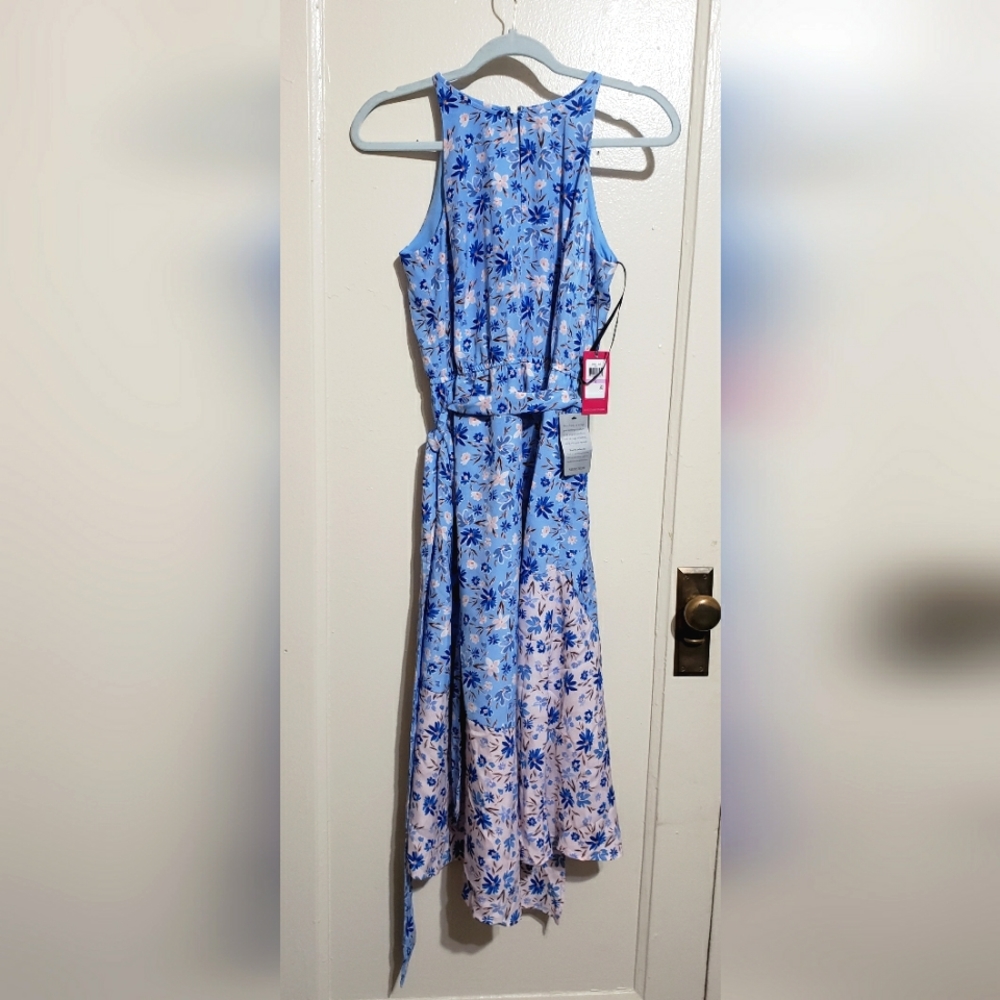 Vince Camuto Floral Colorblock Midi Dress in Periwinkle (Size 6)